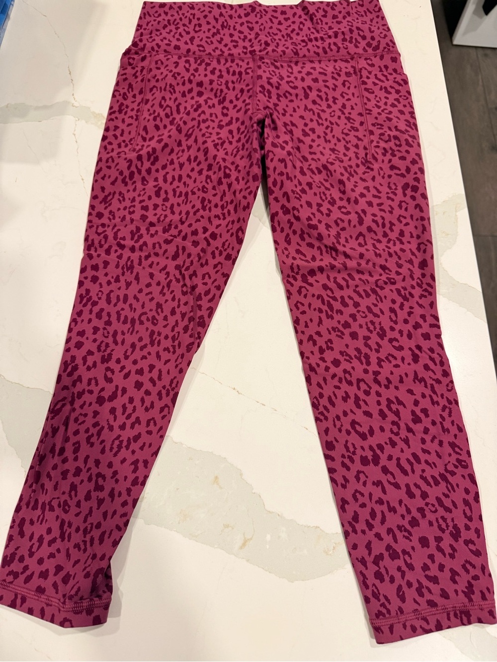 Athleta Magenta Leopard-Print Performance Leggings